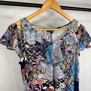 Roz & Ali Multi Color Cold Shoulder Dress Size Small